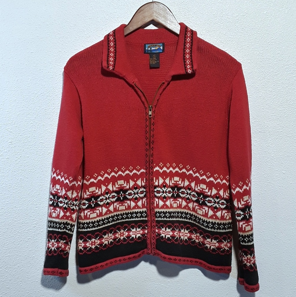 Shaver Lake VTG Petite Small Red Zipper Cardigan